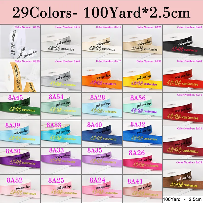 100 ياردة شعار مطبوعة شريط من الساتان لتغليف الهدايا ديكور الزفاف DIY بها بنفسك القوس الحرفية بطاقة لوازم الشريط #2