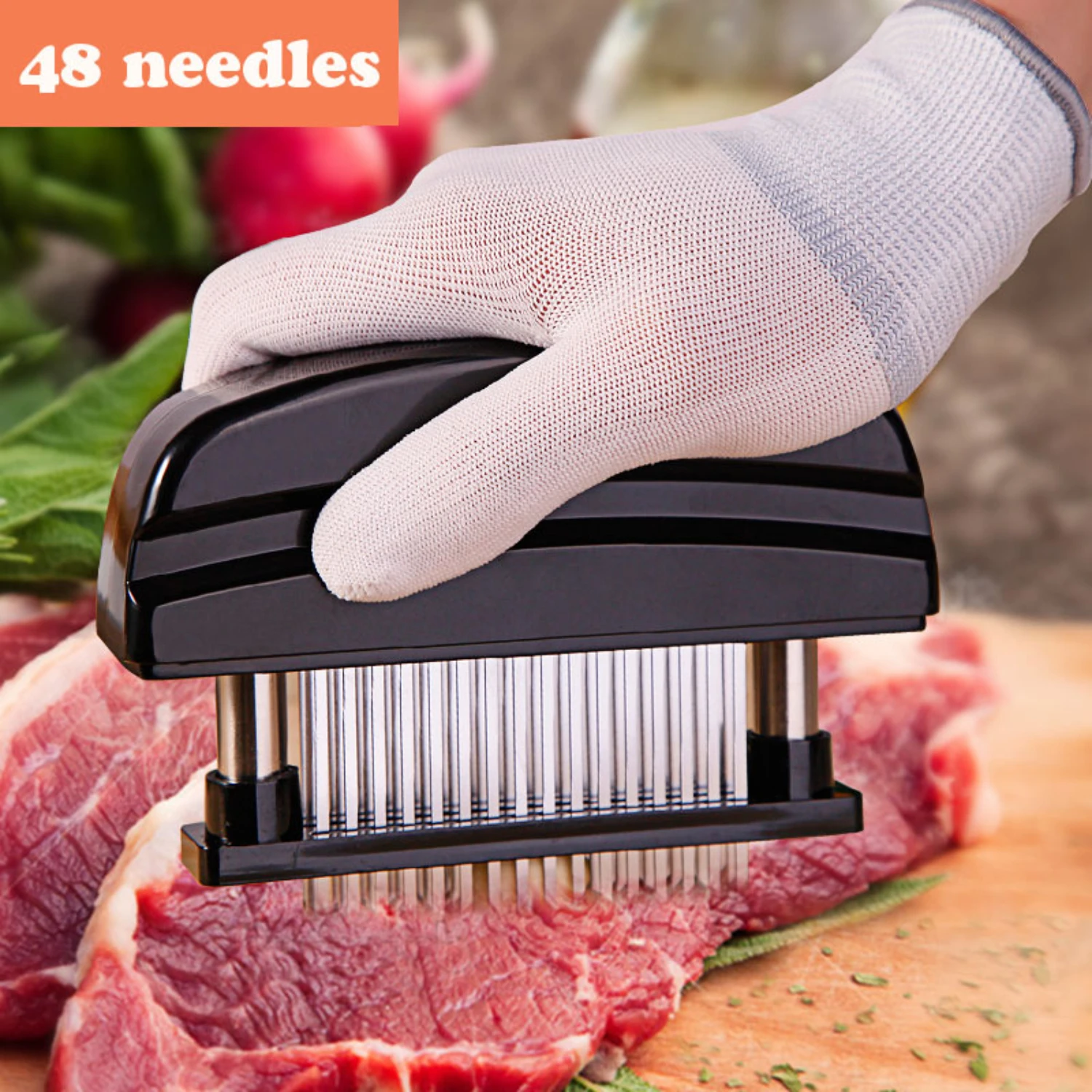 1pc 48 Blades Needle Meat Tenderizer Stainless Steel  Meat Beef Steak Mallet Meat Tenderizer Hammer Pounder Cooking Tools