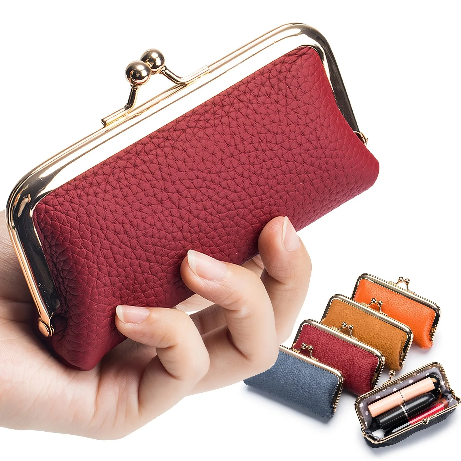 

Mini first-layer cowhide storage bag for women, genuine leather fashionable lipstick bag, small clip bag