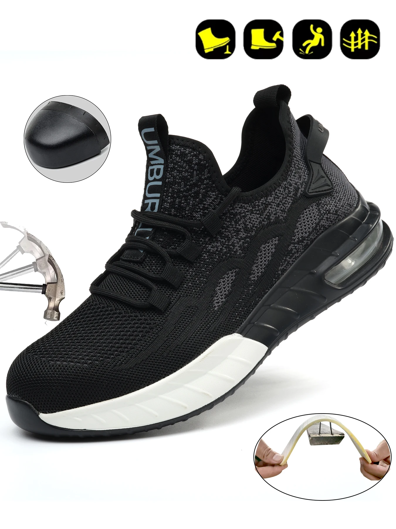 

Men's Steel Head Safety Shoes Puncture And Smash Resistant Lightweight Sole Breathable Upper for Outdoor Workshop Work Shoes