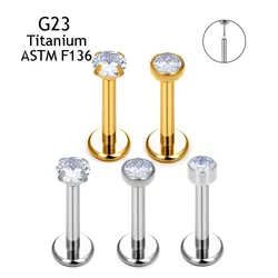 Pendientes populares G23, pasador de empuje de titanio PIERC, cuatro garras, tachuelas para la nariz, Labret sin rosca, anillos para labio, Piercing para cartílago de la oreja, joyería