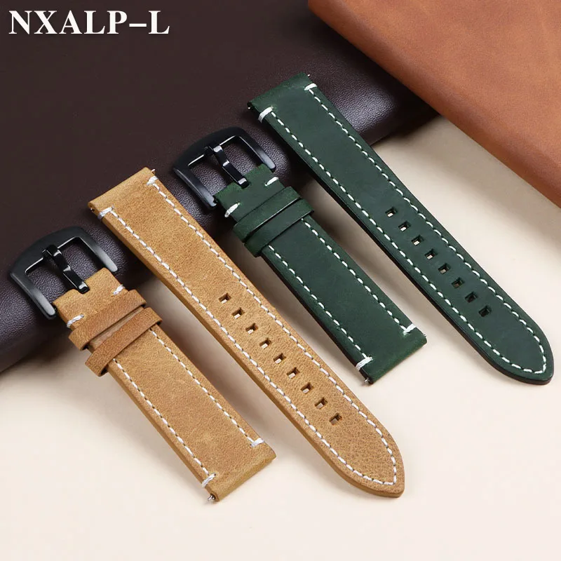 الرجعية جلد طبيعي حزام الساعات 18 مللي متر 19 مللي متر 20 مللي متر 21 مللي متر 22 مللي متر 24 مللي متر العالمي حزام ساعة اليد الإفراج السريع لسامسونج لساعة هواوي