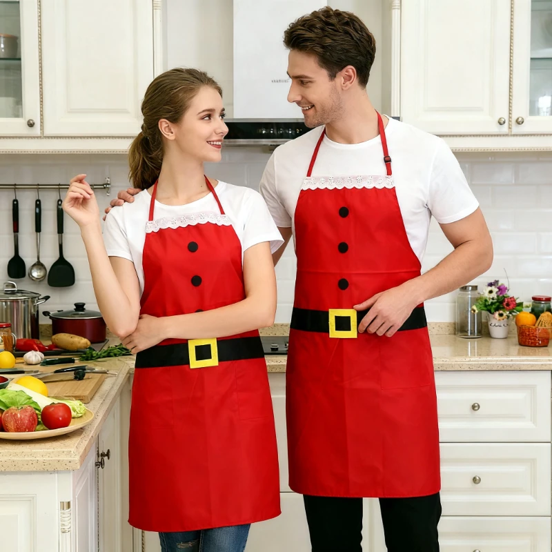 مريلة عيد الميلاد الاحتفالية للعطلات والمطبخ والطبخ والخبز، مستلزمات تزيين الحفلات العائلية الناعمة القابلة لإعادة الاستخدام