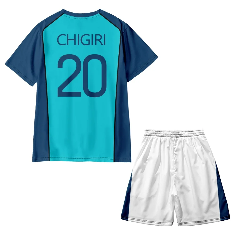 

Japanese Anime BLUE LOCK Cosplay T-shirt, BLUE LOCK Blue Jersey 3D Digital Print Sports Short-sleeved Set, Halloween Costume