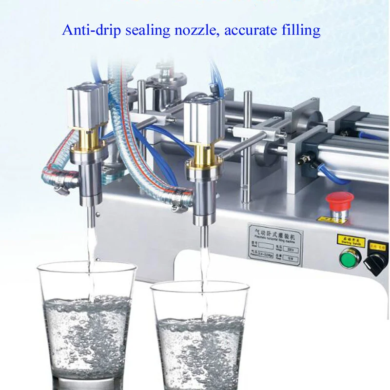 Small Industry Pneumatic Liquid Filling Machine Two Nozzle Automatic Quantitative Milk Beverage Liquid Filler