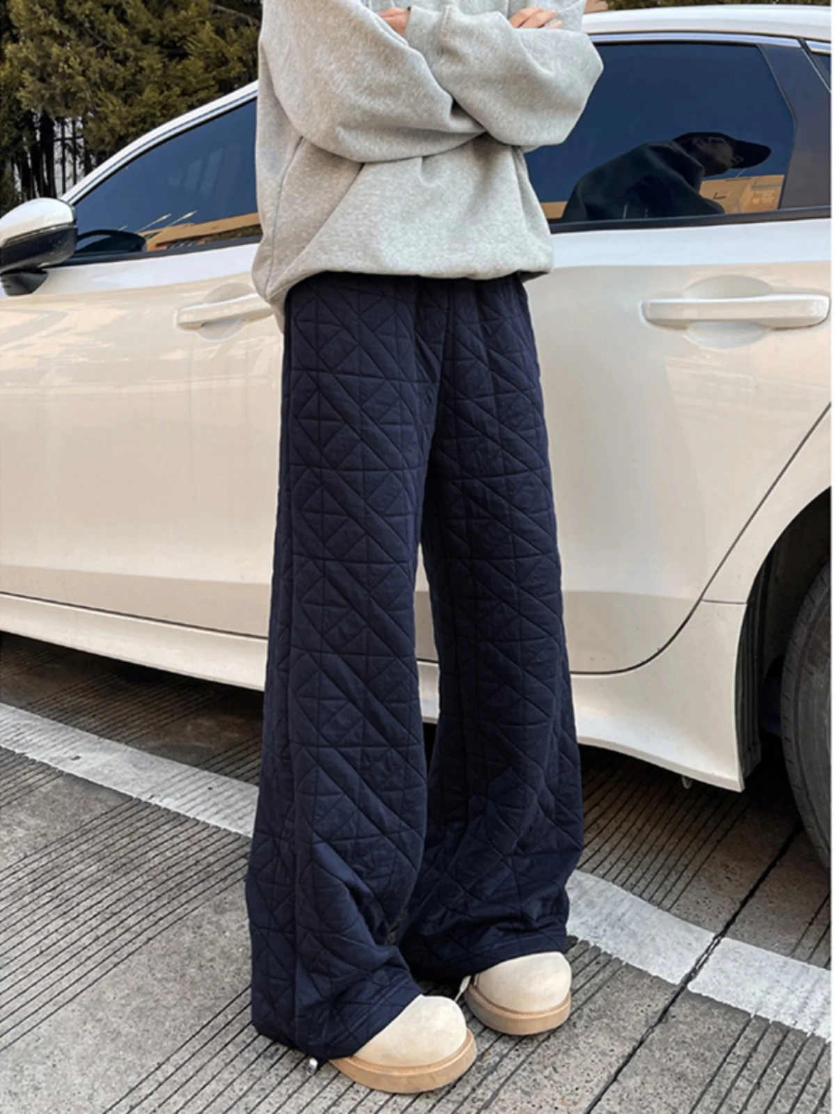 

Мужские зимние утепленные хлопковые лыжные брюки из Северо-Восточного Китая, повседневные длинные брюки с асимметричной ромбовидной строчкой, молодежные, модные, для отдыха