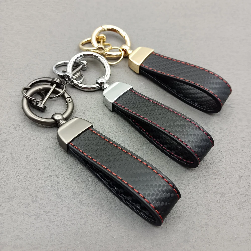 Car Logo KeyChain Genuine Leather Key Chain Pure Color Buckle Key Ring For Mitsubishi Lancer Asx Outlander Pajero L200 Ralliart