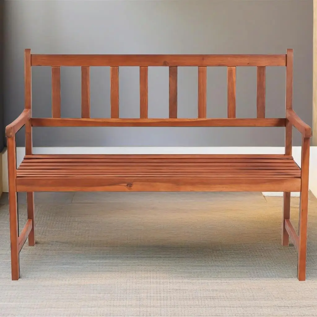 

47.2” Acacia Wood Patio Bench with Cushion - Stylish Outdoor Seating for Garden & Porch