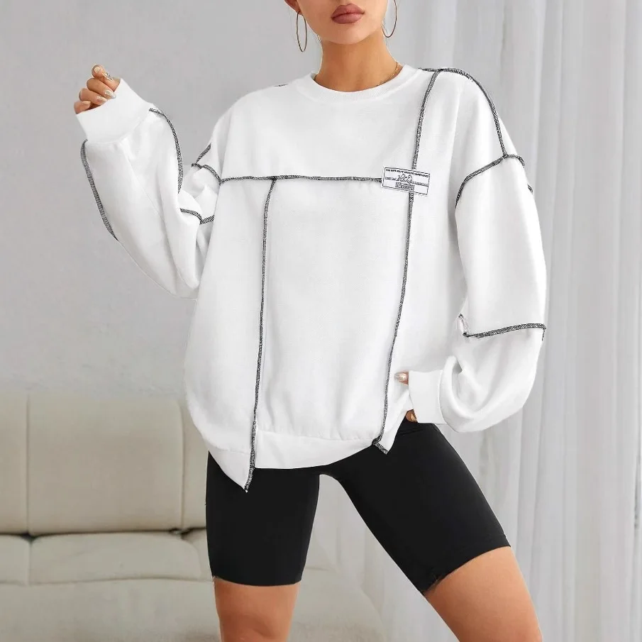 Solid Color Casual Hoodie For Female Pocket Creative Hoody All-Match Street Clothes Woman Sweatshirts Comfortable Pullovers