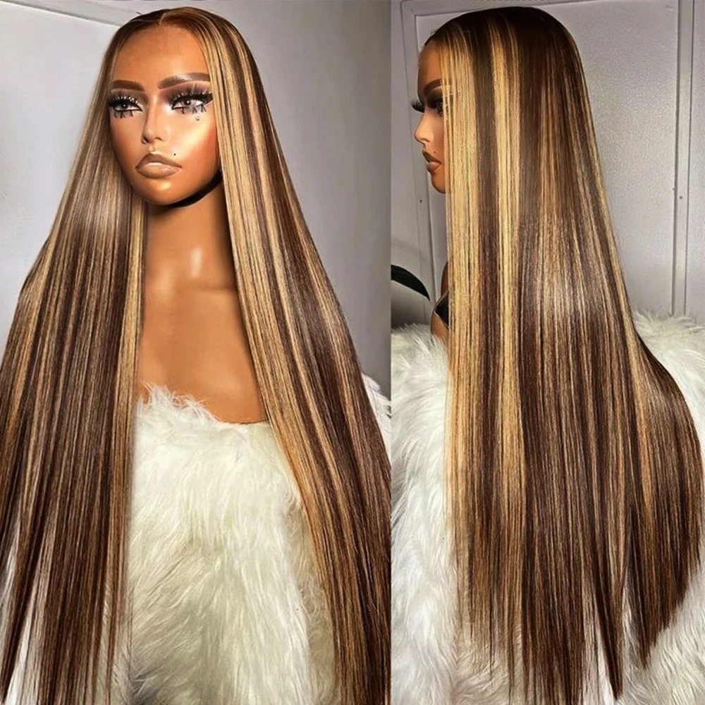 200 الكثافة تسليط الضوء على 13x4 13x6 HD الدانتيل أمامي شفاف P4/27 الملونة مستقيم أمامي قطعها الدانتيل خصلات الشعر المستعار الإنسان