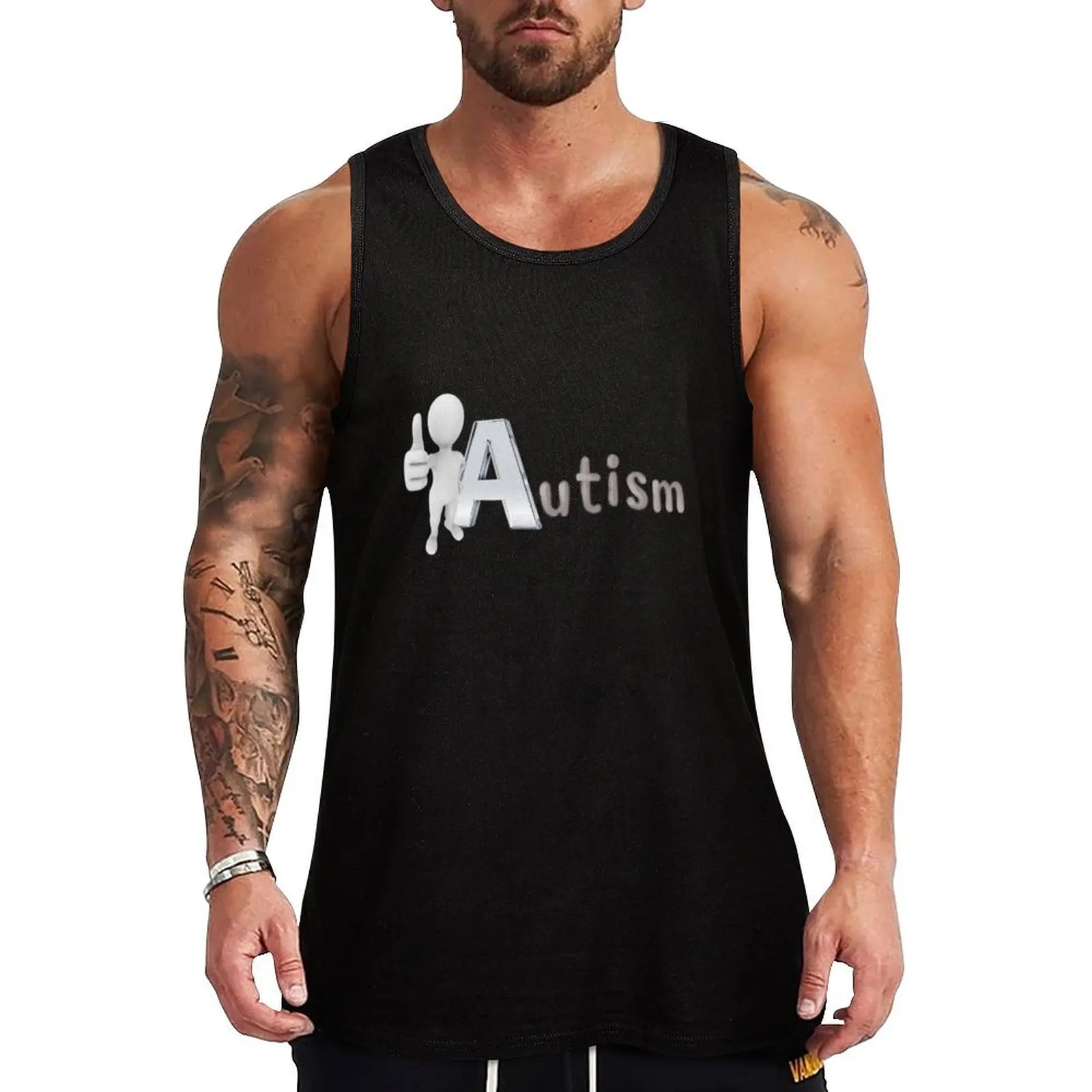 

funny mem autism Tank Top t-shirts man Sportswear for men Gym man T-shirts men