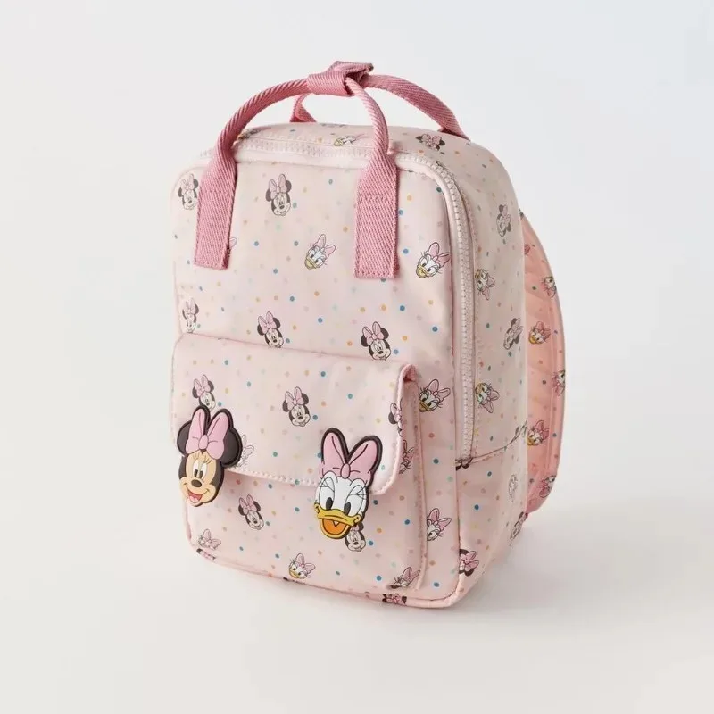 Disney-Mini mochila escolar de dibujos animados de Minnie para niños y niñas, bolso de hombro bonito de alta capacidad, viaje práctico, novedad de