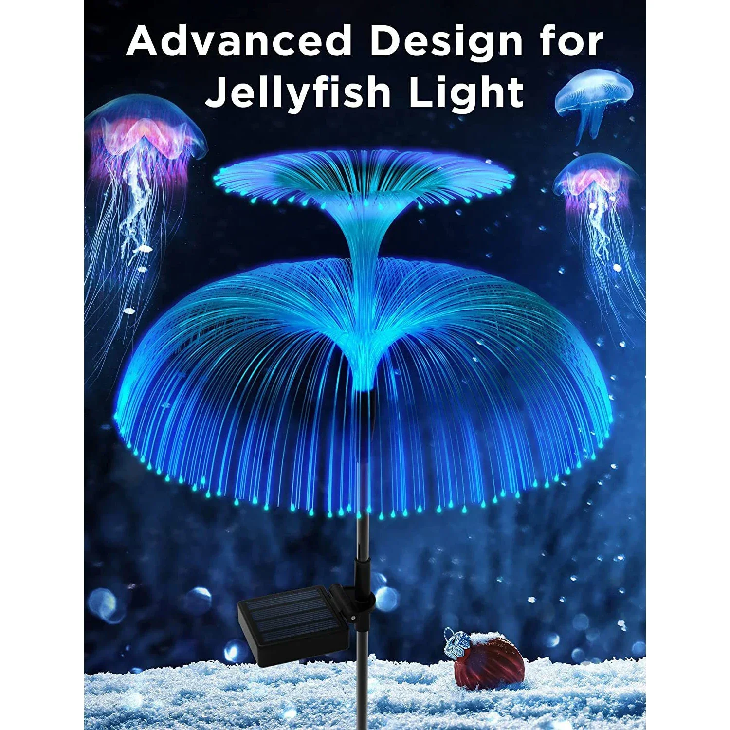 Double Jellyfish Solar Light 7 Gradient Colors Solar Garden Light LED Fiber Optic Lamp Outdoor Waterproof Decoration Ground Lamp