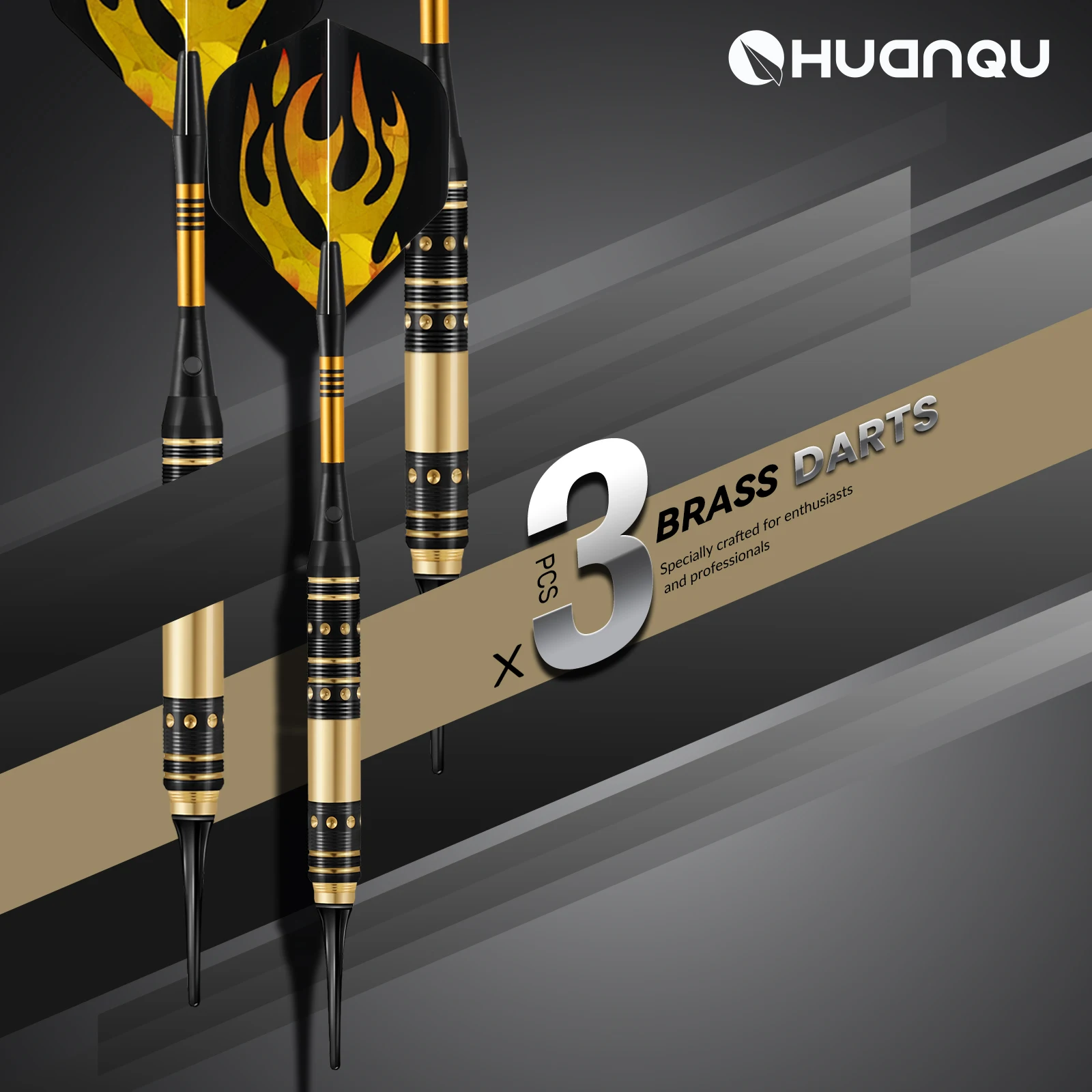 

Huanqu Three-Piece Professional Copper Safety Dart Set with Portable Storage Case and Extra Accessories, Flame Dart Wings, Universal Standard Soft Darts, Suitable for Competition and Practice, Ideal for Christmas and New Year Gifts