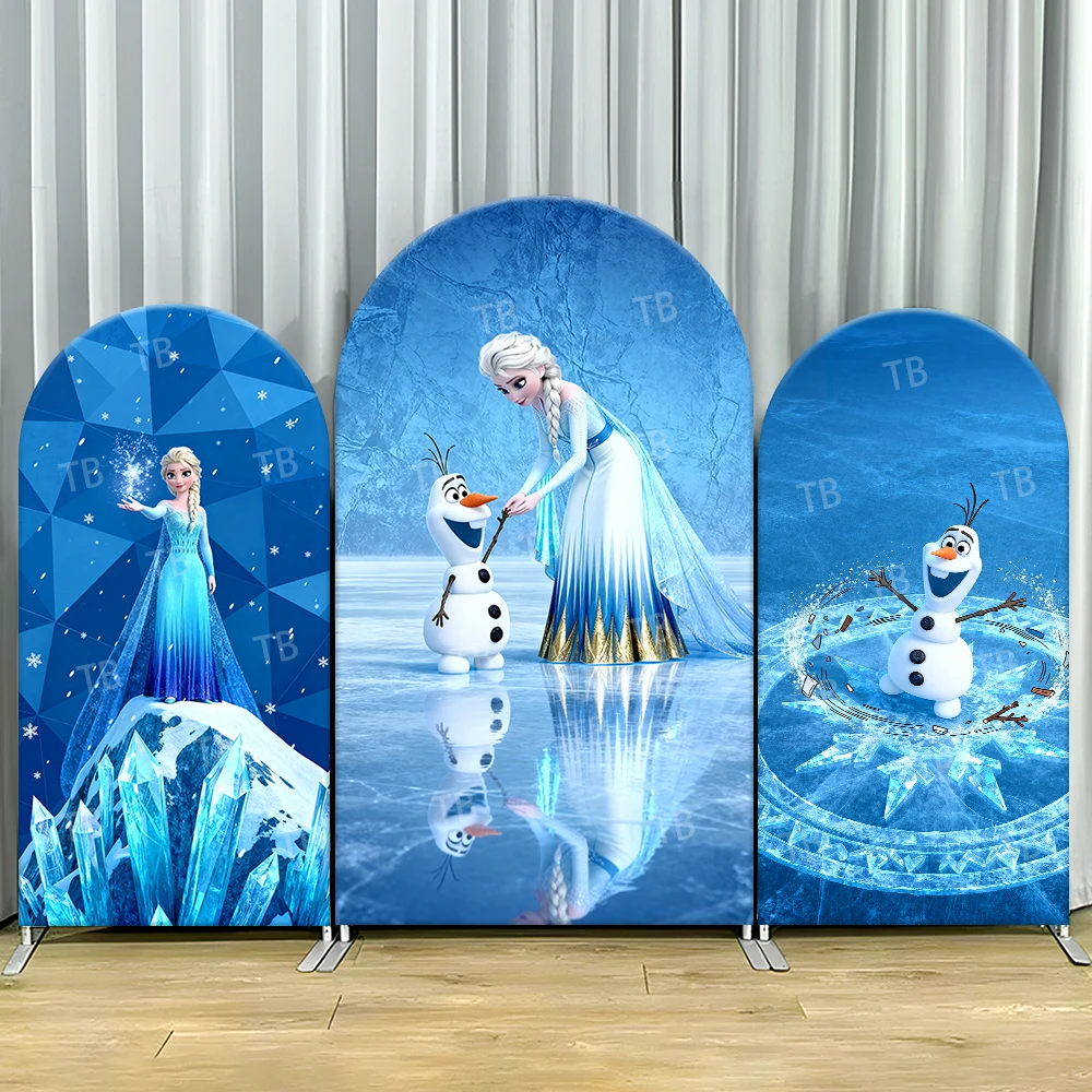 

TB Disney Frozen Princess Elsa Arch Backdrop Cover Olaf for Girls Birthday Party Baby Shower Decor Photo Background Wall Props