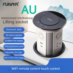 WIFI AU Pop Up Sockets Surface Table Hidden Socket with 4 USB Waterproof 15A 110V 240V 4000W Bluetooth Lifting Smart Tuya Socket