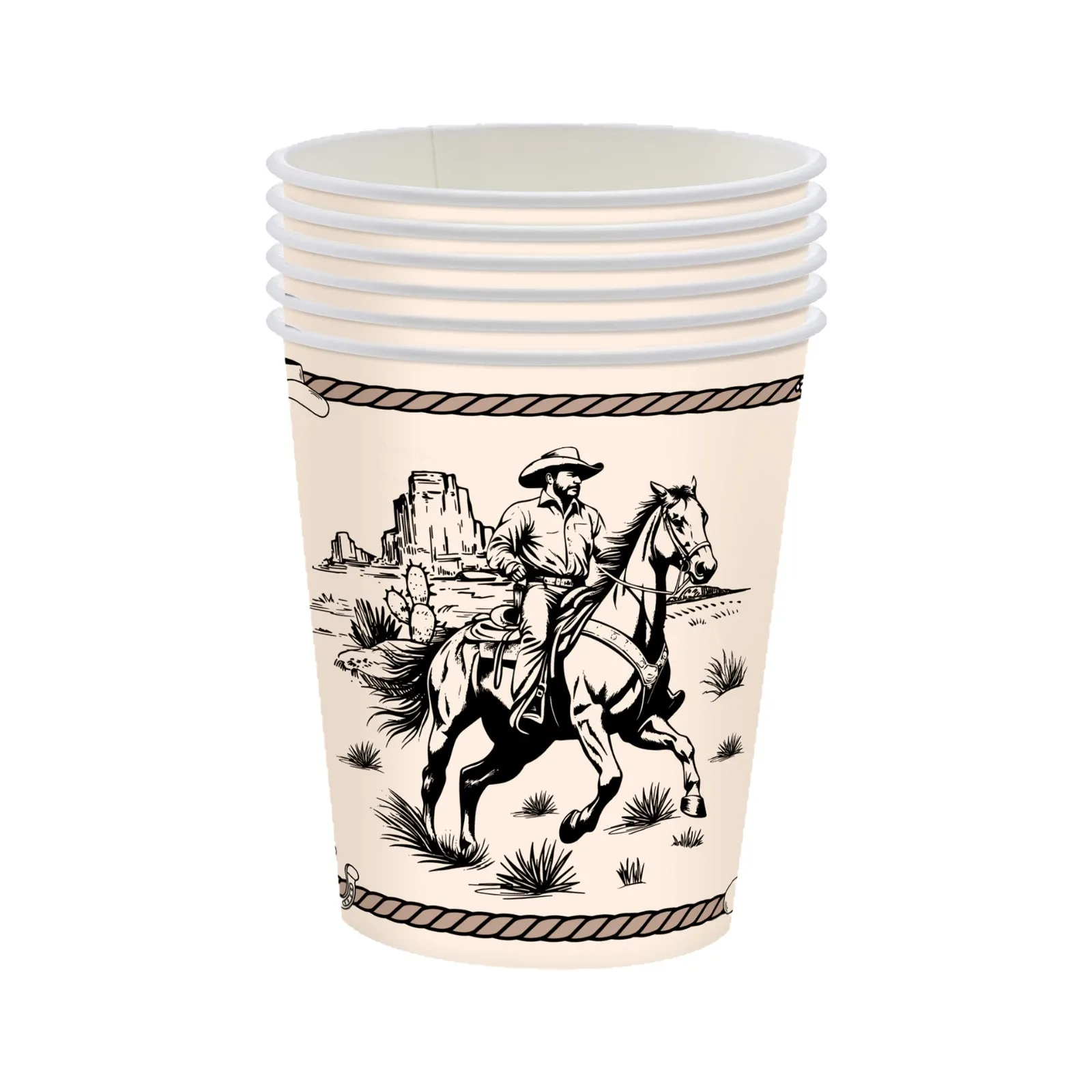 Vintage Western Cowboy Party Tableware Set Disposable Paper Plates Cups Napkins For Boy Birthday Baby Shower Wild West Decor