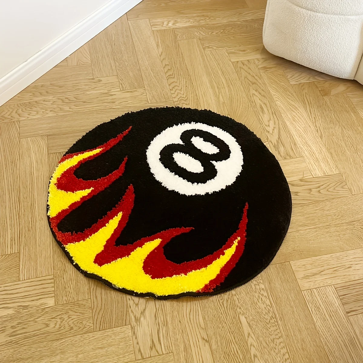 

8th Billiard Room Mat Soft Non-Slip Absorbent Round Mat Perfect for Bedroom Living Room or Bathroom Decor Rugs for Living Room