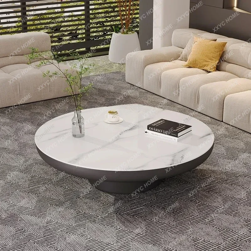 

minimalist supercrystalline stone round, coffee table light luxury household living room