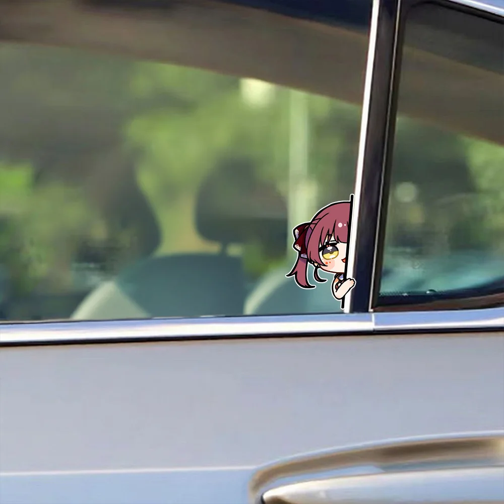 Hololive Houshou Marine Cartoon Girls Peeking Sticker Can Be Affixed To Car,Motorcyc,Laptop,Suitcase,Guitar,Computer Case,Fridge