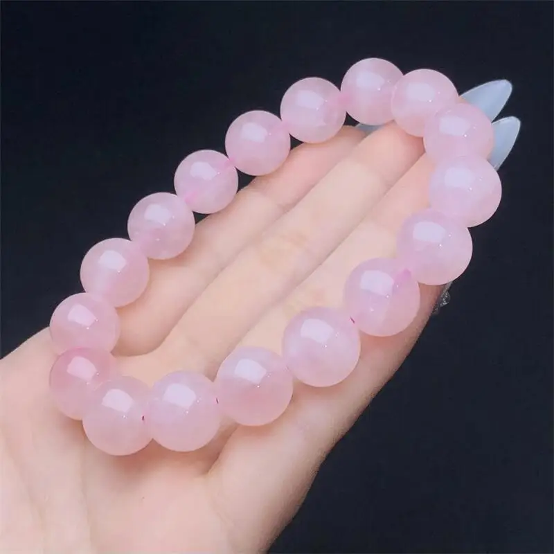 

12MM Natural Rose Quartz Bracelet Gemstone Crystal Jewelry For Women Healing Bohemia Holiday Gift 1pcs