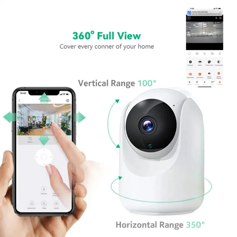 

Smart Wireless Wifi Surveillance Camera - Home Security with Micro SD Card Cloud Tuya Compatible Plastic ABS Construction