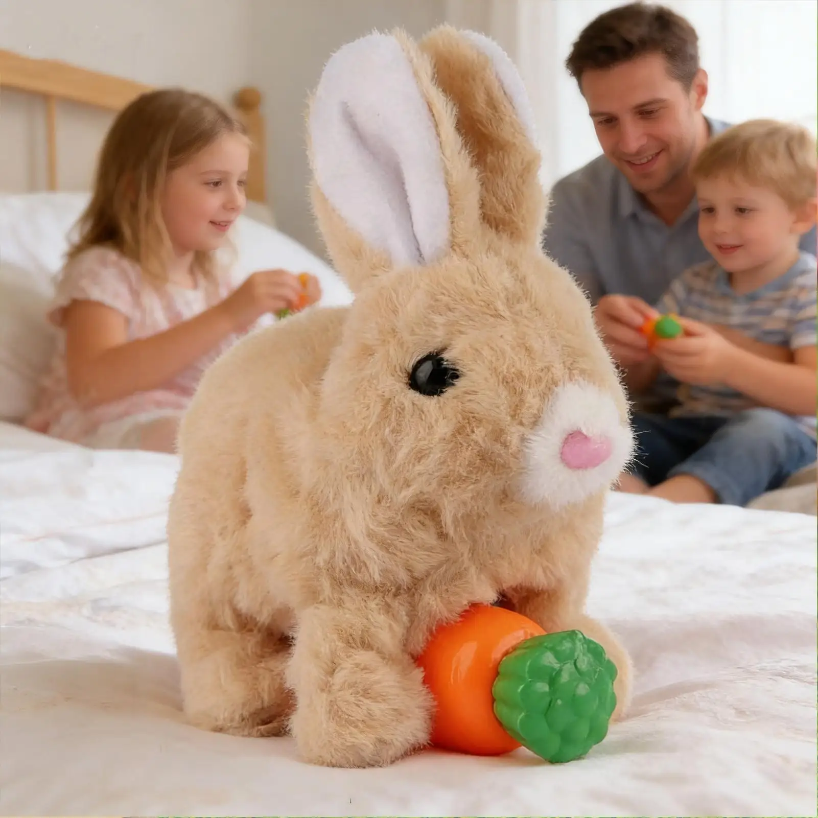 Brinquedo de Coelho Robô Fofo com Sons e Orelhas que Balançam, Coelho Robô para Crianças, Meninos, Meninas, Aniversário