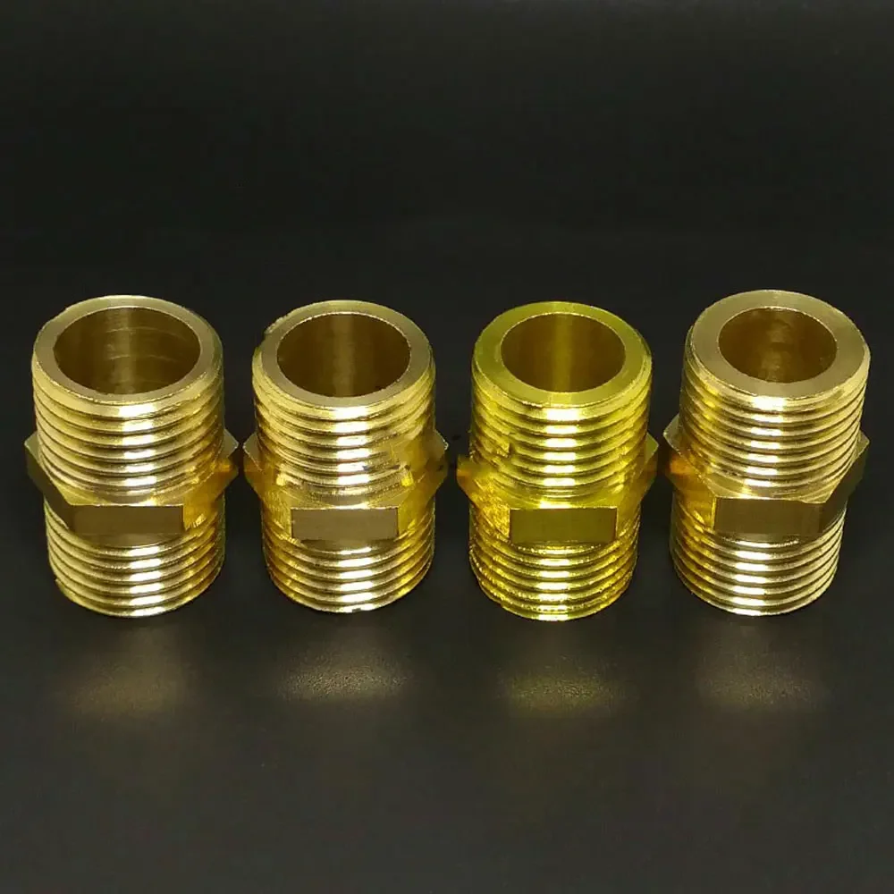 황동 파이프 헥스 니플 피팅 퀵 커플러 어댑터 1/4 3/4 1 BSP 수컷-수컷 나사 연장 물 오일 가스 연결기