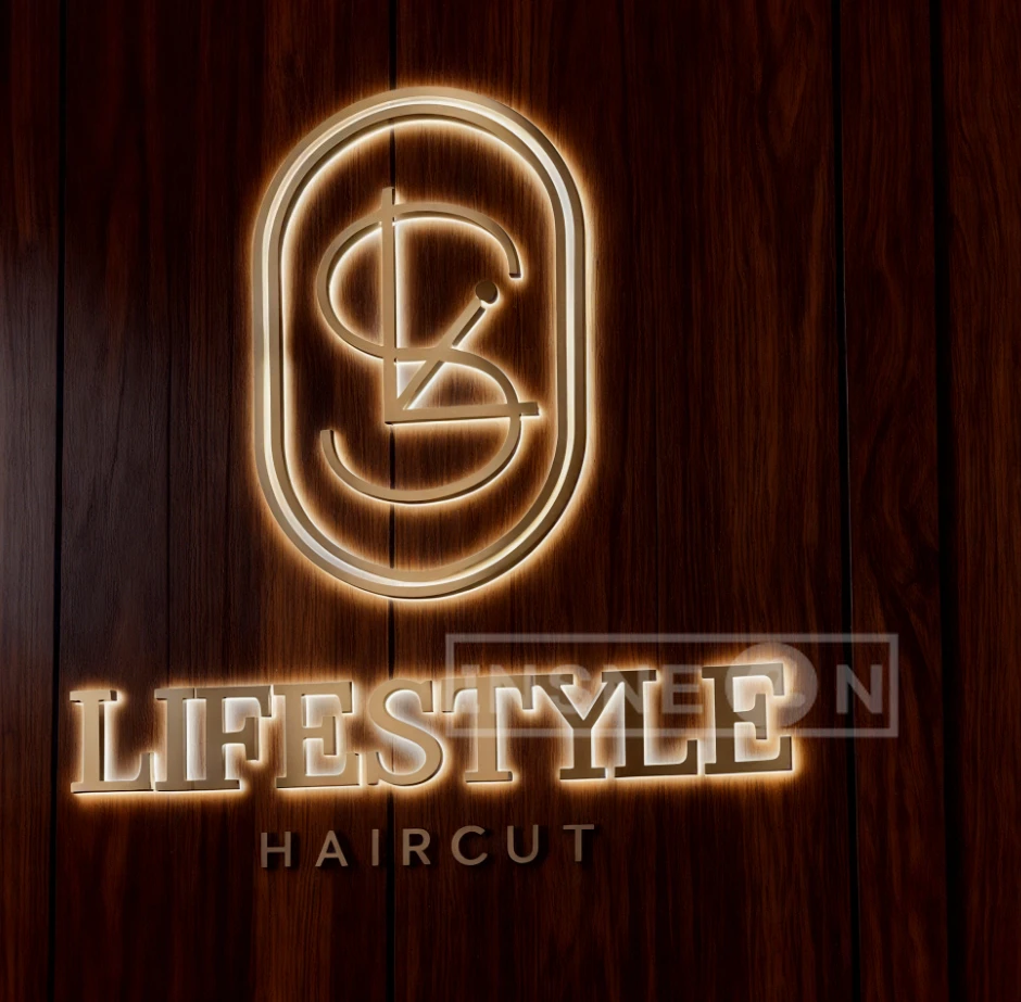 Custom Business Sign Logo 3D Metal Salon LED Letter Backlit Reception Advertising Decor Signboard Screen Neon Sign Letter 3D