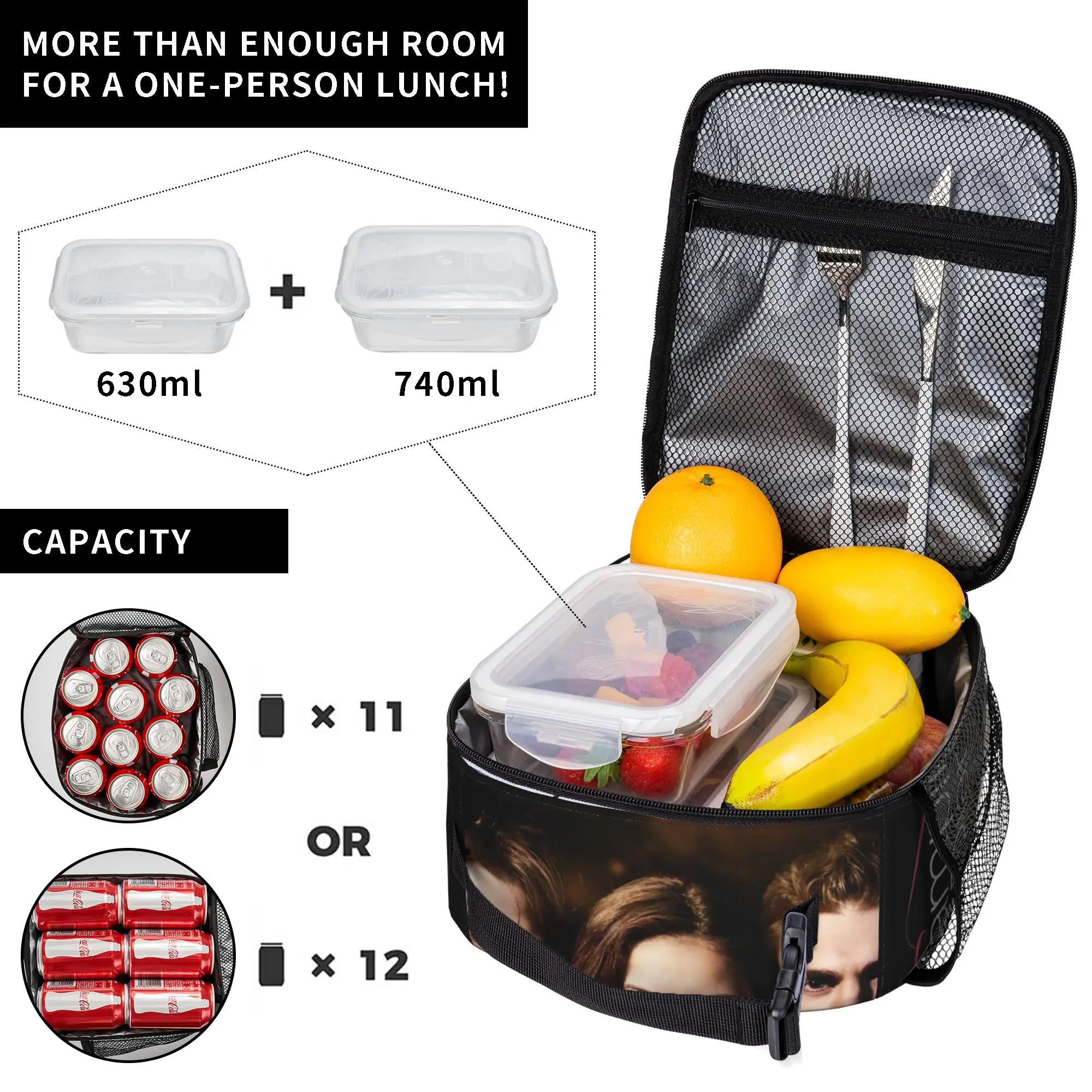 The Vampire Diaries Insulated Lunch Bags Large Supernatural Dark fantasy Reusable Cooler Bag Tote Lunch Box Beach  Picnic - view 4