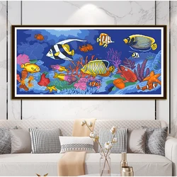 Undersea Scenery Cross Stitch Kits DIY Handmade Embroidered Printing Crafts New Style Fish Paradise Painting 11CT 9CT Pack Set