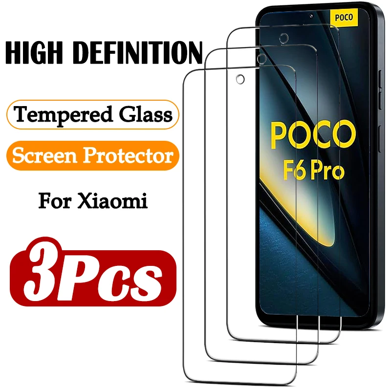 

3Piece Full Coverage Tempered Glass for Xiaomi Poco F6 F5 F7 Ultra Protective Film for Poco X3 X4 X5 X6 X7 Pro Screen Protector