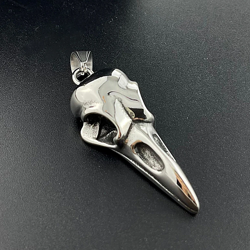 Retro Viking Raven Skull Pendant Necklace for Men Women 316L Stainless Steel Crow Skull Necklaces Fashion Jewelry Gift Wholesale