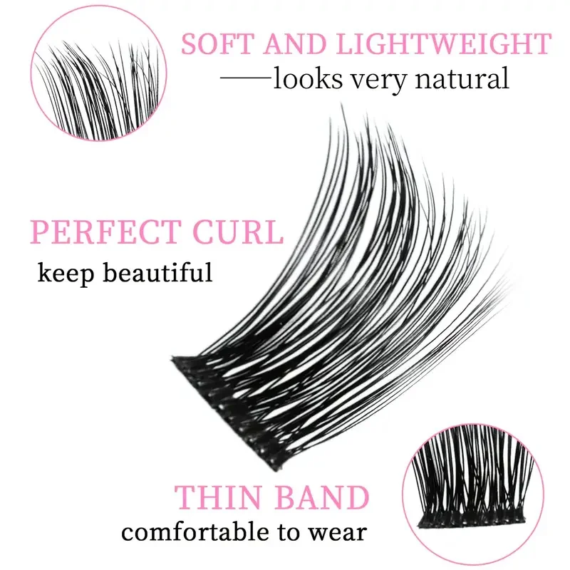 Cluster di ciglia finte naturali lunghe e spesse flessibili, occhi leggeri e confortevoli, perfettamente aderenti, 120 pezzi, ideale per il trucco fai da te