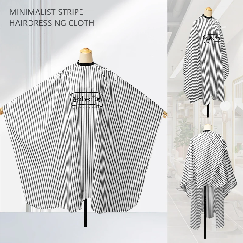 

Barber Haircut Cloth Black and White Stripe High Quality Haircut Hairdressing Barber Cloth Waterproof Gown Hairdressing Coat