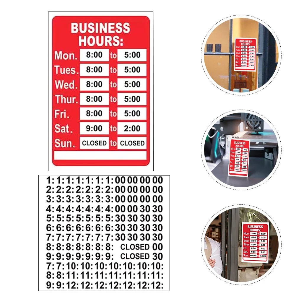 2 Pcs Business Hours Sticker Decal Stickers Retail Shop Signs Barbershop Digital Open Closed Pvc for Opening Signage