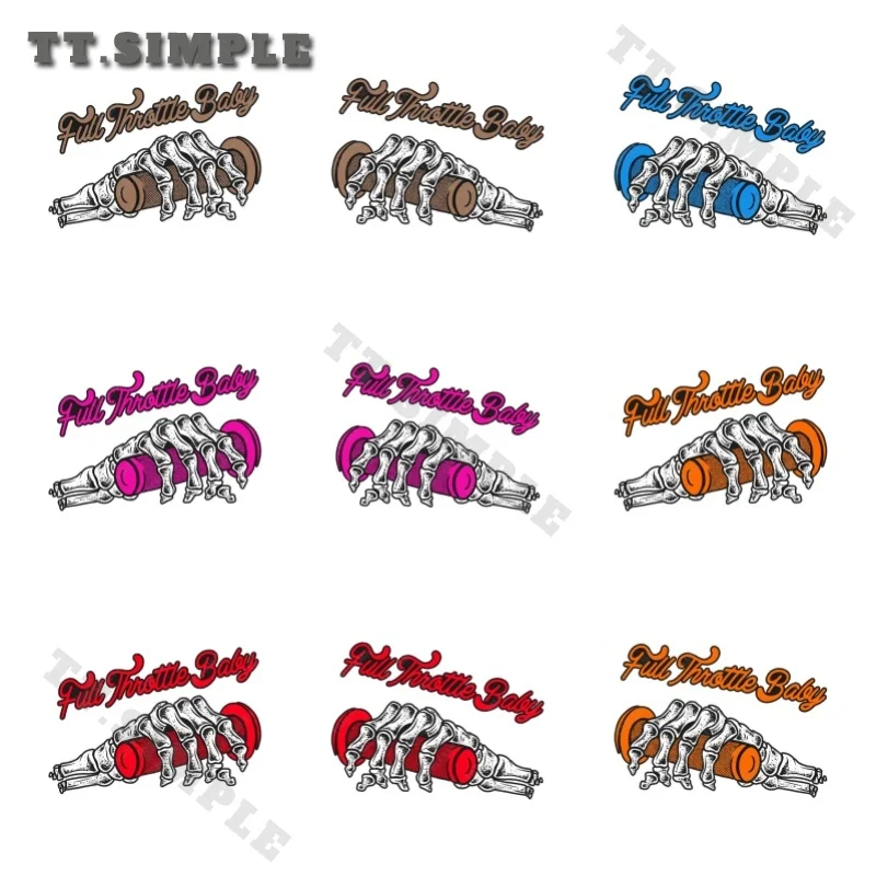 TT Skeleton Full Throttle Baby Car Stickers Vinyl Cartoon Decals Sunscreen Waterproof Car Accessories Caravan Decoration
