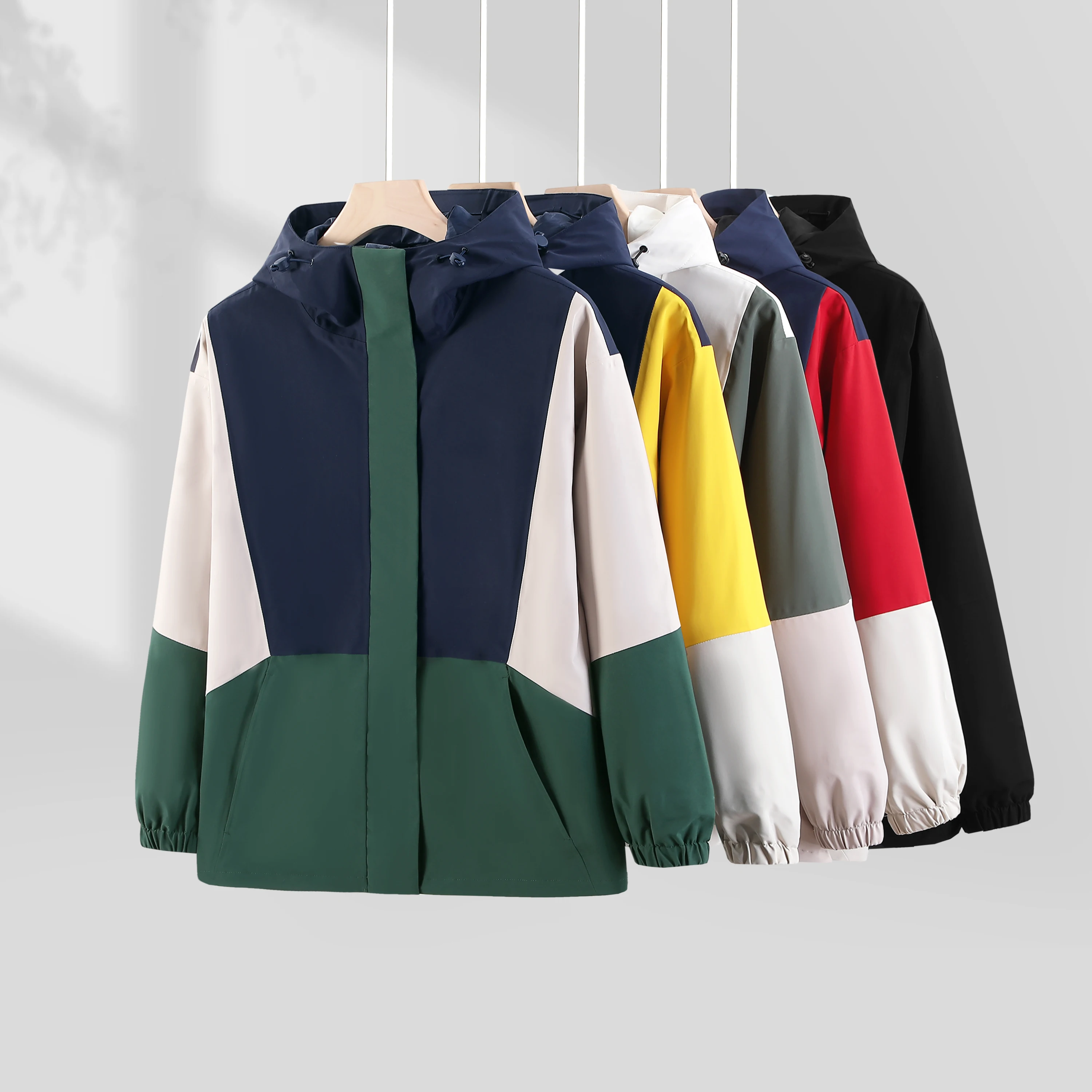 

Spring and Autumn Men's and Women's Fashion Outdoor Jacket Splicing Color Zipper Jacket Hoodie Street Wear Warm Couple Wear