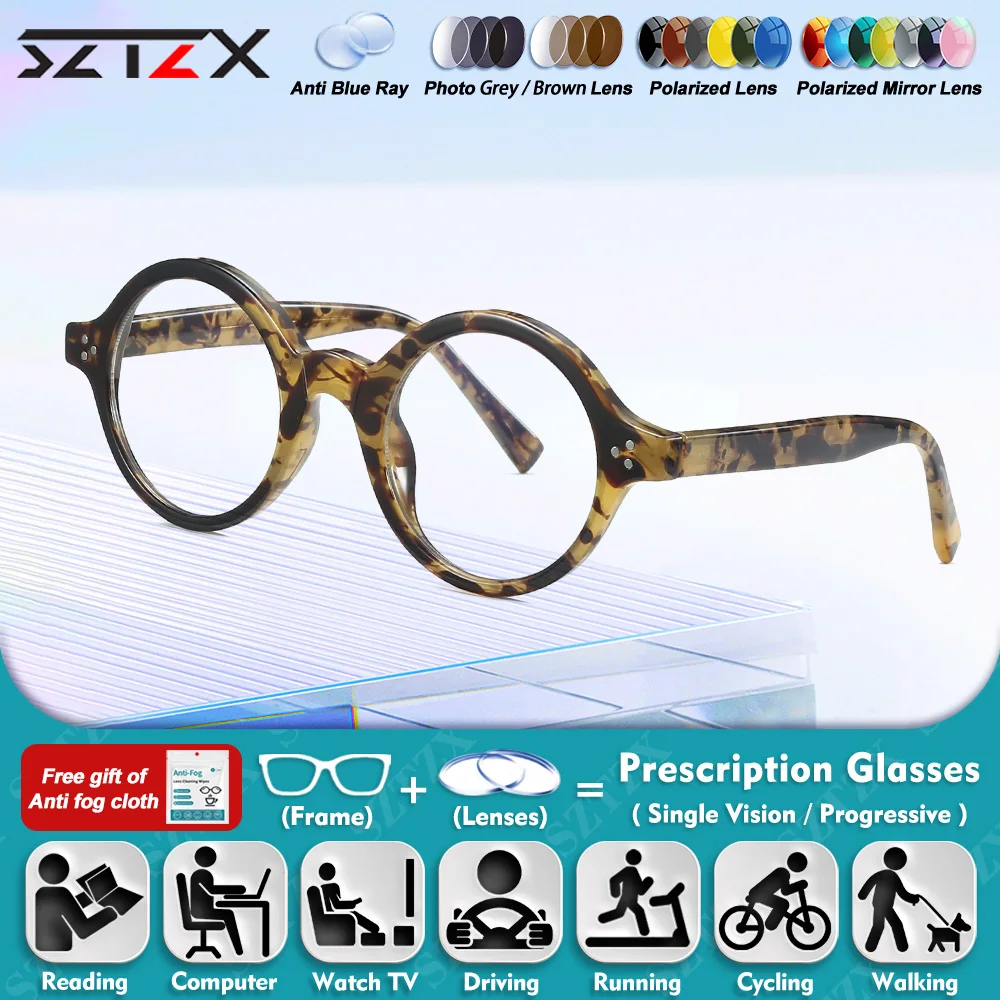 

SZTZX New Fashion Women Oval Myopia Prescription Glasses High Quality Blue Light Filter Computer Progressive Optical Eyeglasses