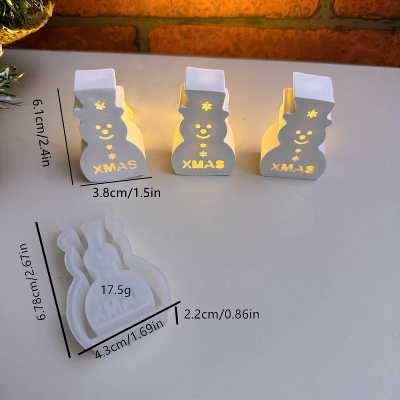 Xmas Snowman Silicone Mold DIY Winter Christmas Snowman Atmosphere Lighting Decoration Resin Molds Gypsum Decoration Mold