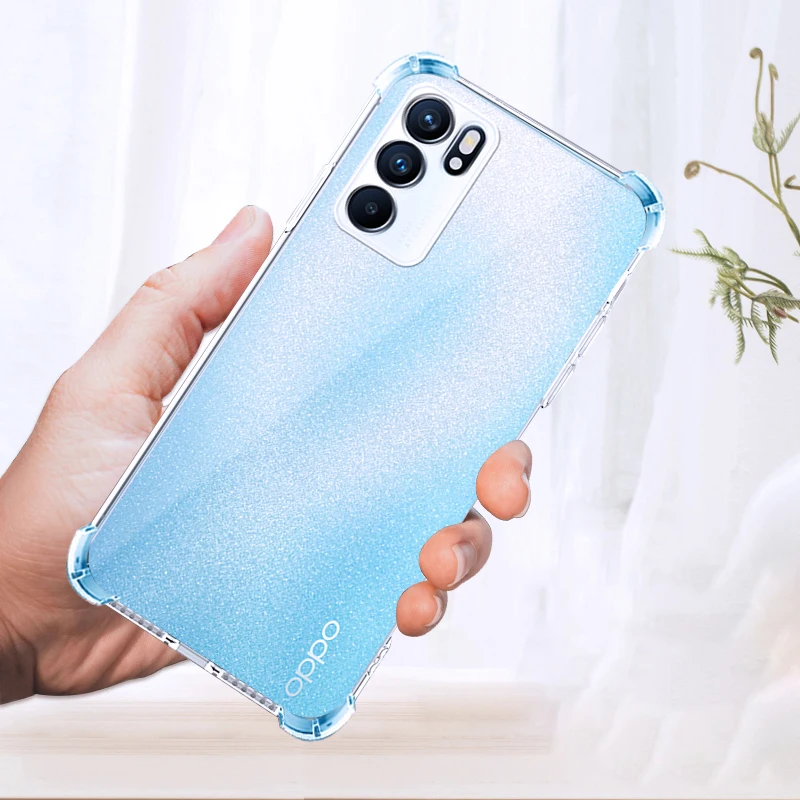 Clear Shockproof Case For OPPO A60 Reno 7 6 5 4 Pro 4F 5F 4Z 5Z 7Z 4SE Find X2 lite X3 NEO X5 Pro Realme C64 C63 Soft TPU Cover