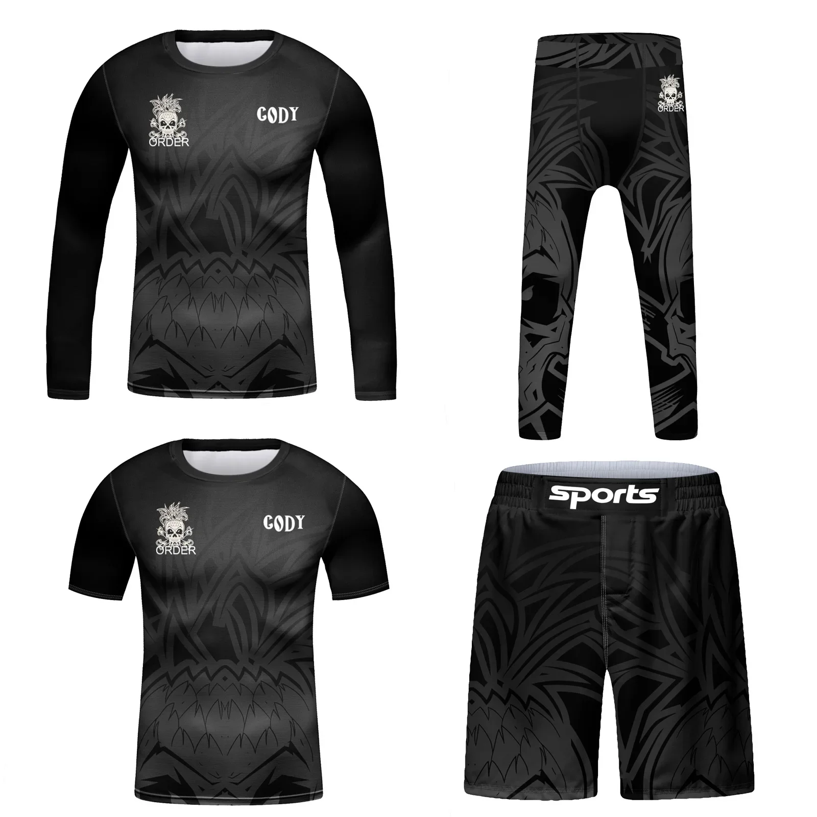 Kids Sportswear MMA Muay Thai Jiu Jitsu Rashguard Training Gym Clothing Boys Children Boxing Basketball Running Set Tracksuit