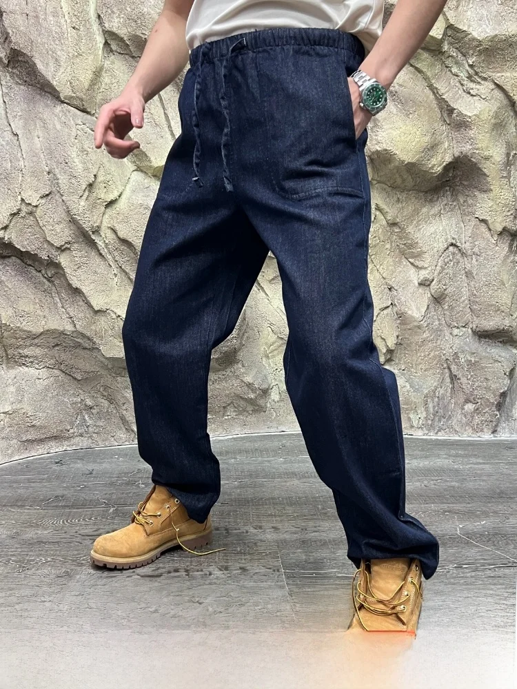 

Линия! 3D пошив! Мужские свободные дышащие повседневные джинсовые джинсы, модные новые осенние поступления, уличные джинсы из полиэстера F...