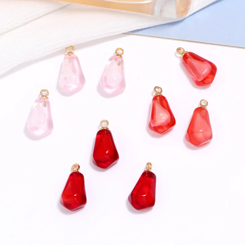 10pcs Resin Cute Red Pomegranate Seed Pendants DIY Earrings Necklace Pendants Jewelry Findings Accessories