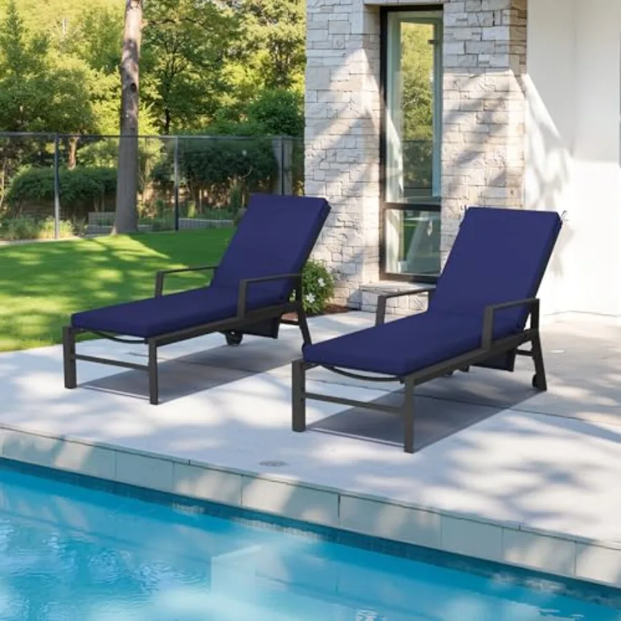 

Crestlive Outdoor Chaise Lounge Cushions 3 Years Fade Resistant Water Resistant Lounge Chair Cushion 80''L x 23''W Set of 2 Nav