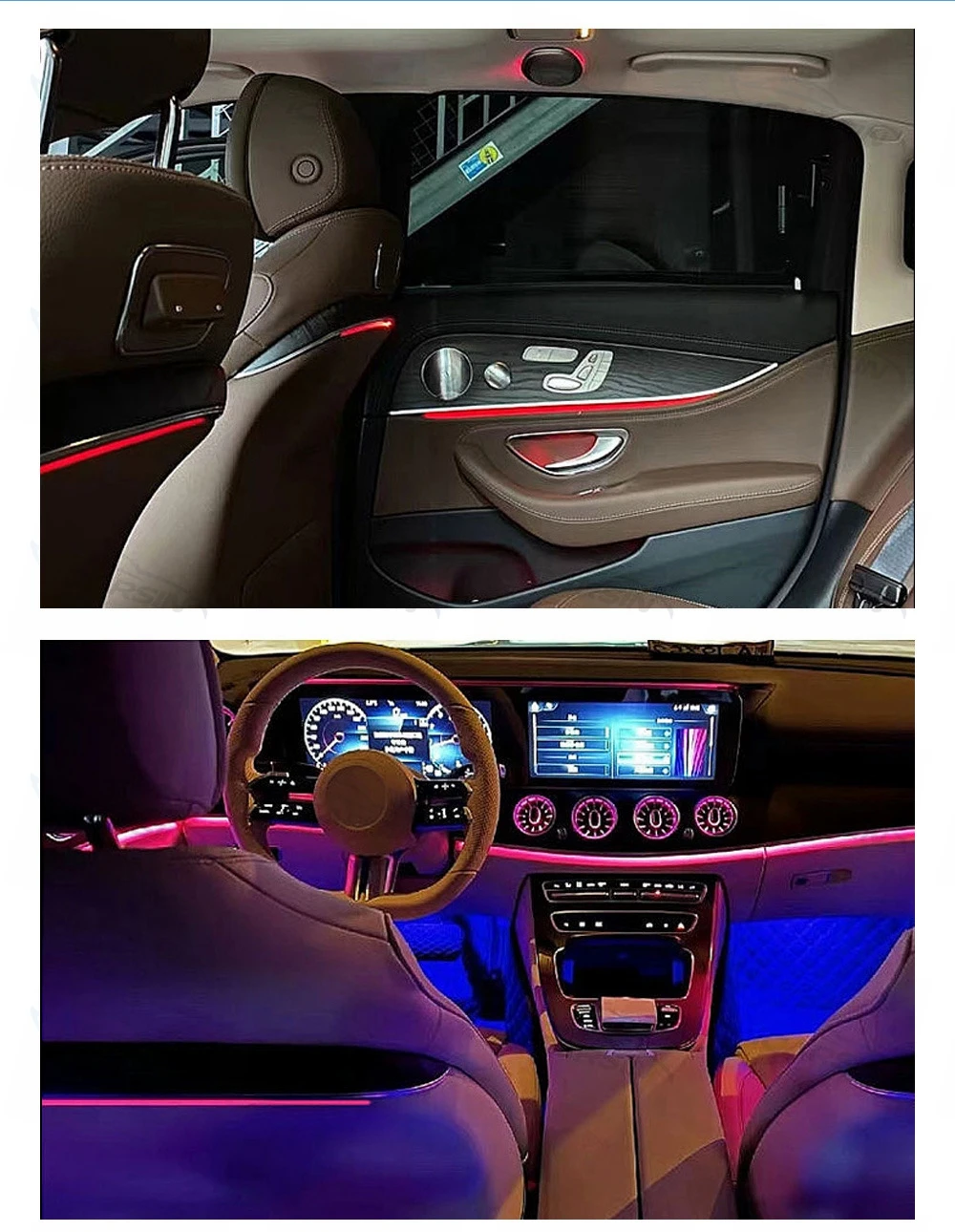 iCarsin 64 Colors W213 Ambient Lighting For  E Class 2016+ Interior Light Air Vent 4D Rotary Tweeter Speakercustom