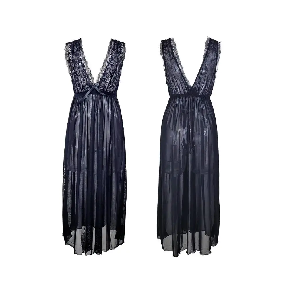 

Удобная кружевная сетчатая ночная рубашка с цветочным принтом, женское нижнее белье без рукавов, ночная рубашка с бантом, милая ночная рубашка с v-образным вырезом для девочек