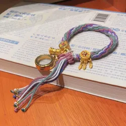 Hand-woven Tibetan Wind Wheel Back Hand Rope Zakiram Purple Tara Yellow God of Wealth Manjusri Thangka bracelet Tibetan hand rop