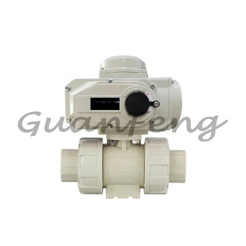 2 Inch 0-10vdc Regulating 220V AC Double Union PPH Socket Type Electric Motorized Ball Valve
