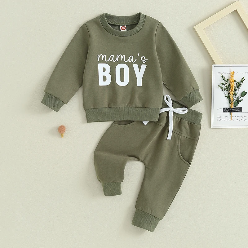 

Toddler Baby Boy Fall Clothes 2Pcs Set Mama s Boy Pullover Sweatshirt Pants Trousers Outfits Tracksuit